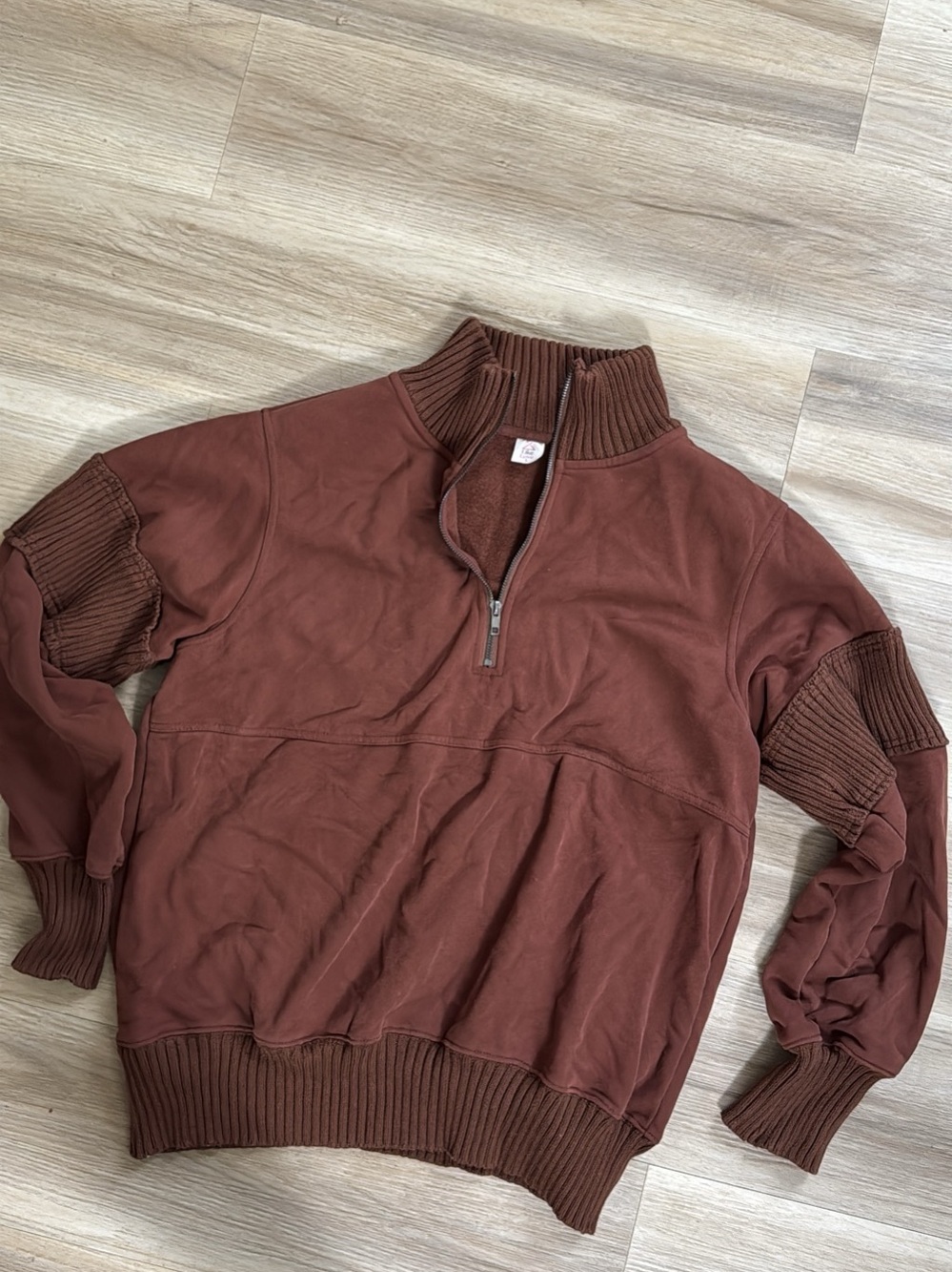 Like Love Brown Quarter-Zip Pullover Jacket